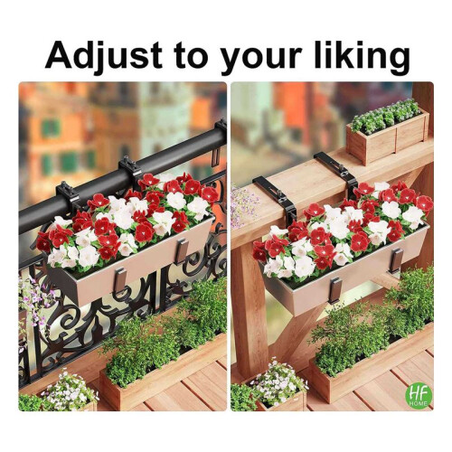 4PCS Adjustable Planter Box Brackets, Brackets for Window Boxes Planters Hanging Flower Box Holders, Heavy Duty Wall 2