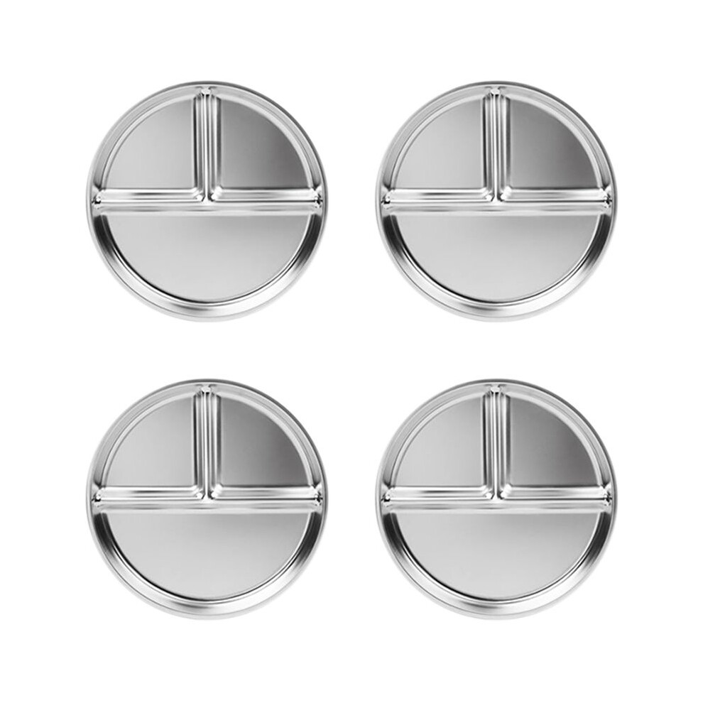 Stainless Steel Kids Plates 4 Packs,9Inch Portion Control Plate Divided Plates for Adults Bariatric Weight Loss Diabetic