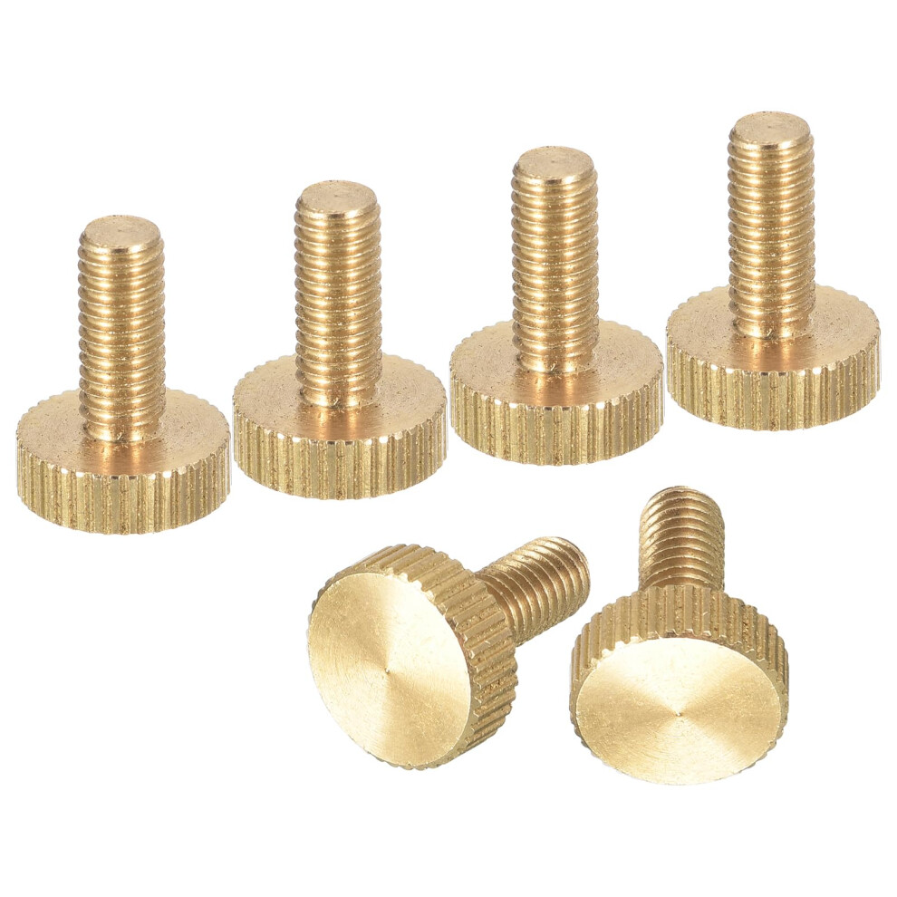 M5 X 12 Mm Knurled Thumb Screws, 6 Pieces Flat Knurled Head Fully Threaded Brass Thumb Screws Bolts Handle Buttons Fasteners M5x12mm 6 9094768859698