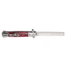 Switchblade Comb Men Automatic Foldable Stainless Steel Pocket Oil Hair Beard Moustache Redshell