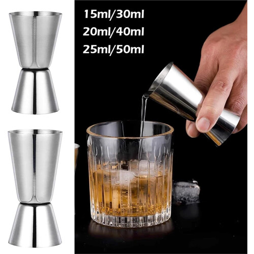 Cocktail Shaker Set with Double Jigger Bartender Tools, Mirror Polished Rust Resistant Stainless Steel 1