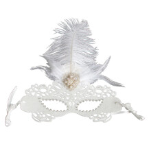 Premium gevederde strass-kostuummasker voor