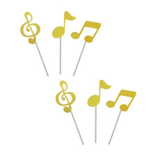 Muzikaal symbool Taartinzet Kleurrijke 8e noot papieren-Goud