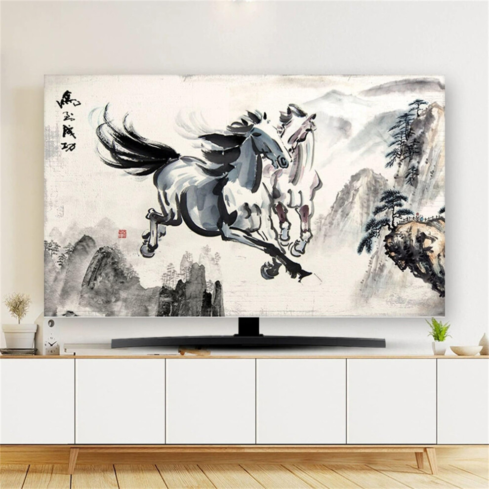 Tv Cover Chinese Style Horse Pattern, Universal Elastic, 3280 Inch Tv, Dust Protection, Ink Painting 4043 Inch 9199774608121