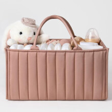 Baby Diaper Organizer With Compartments And Handles Foldable Portable Diaper Bag Caddy For Diapers And Wipes Dark Pink