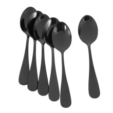 Black teaspoons teaspoons, stainless steel cake spoons, scoop for ice cream , small teaspoons for dessert, set of 6 (black coffee spoons)