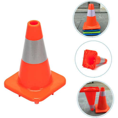 Reflective Traffic Cone Red Construction Safety Cone With Stable Plastic Base Lightweight Compact For Roadblocks Parking 2