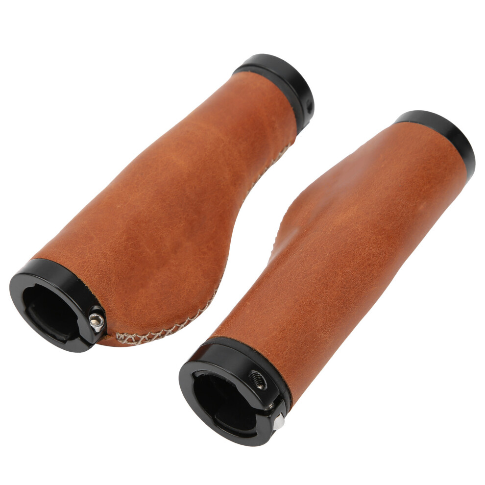 Gub G-611 Bicycle Grips With Lock 22.2Mm Handlebar Soft Leather Stitch 8781379415689