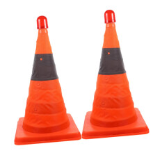 2pcs Collapsible Traffic Cones With LED Light, Reflective Safety Cones For Road Safety, Driver Training, Splashproof