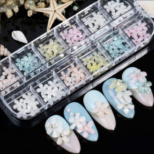 Fashionable Nail Art Accents, 3D Sculpted Floral Nails for Women & Girls, Professional Flower Nail Art, Easy to Apply, Unique Elements, 12 Grid Of Fl