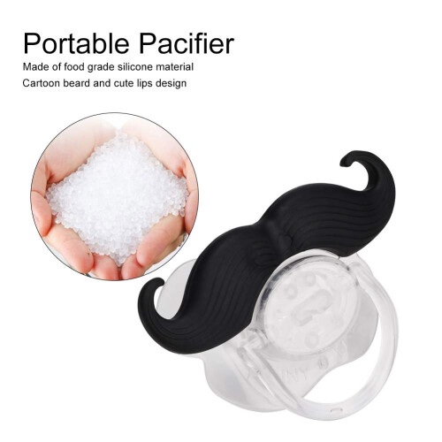 Beard Baby Dummy, Portable Mini Pacifier with Cute Beard, Food Grade Silicone Pacifier 1