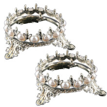 Portapenne a forma di corona creativa, supporto per strumenti da manicure in metallo con perle, design compatto e resistente per uso professionale,