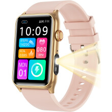 Fitness Tracker Smart Watch LED Flashlight IP68 Waterproof SpO2 Heart Rate Monitor 100+ Modes Bluetooth Pink Android iOS