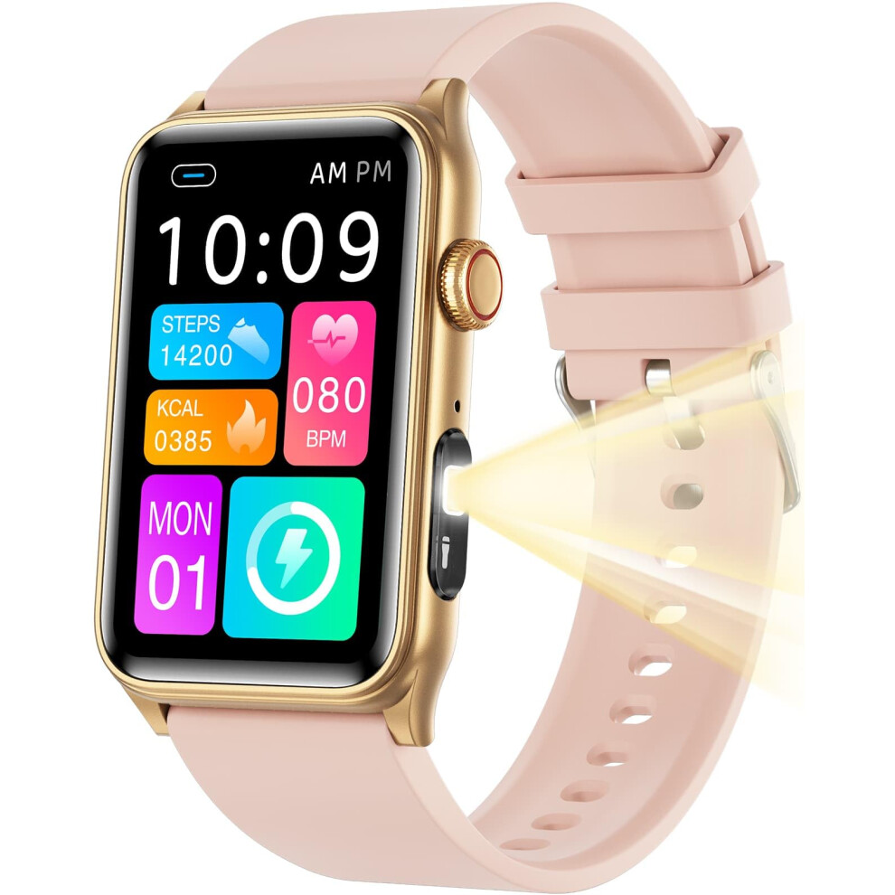 Fitness Tracker Smart Watch Led Flashlight Ip68 Waterproof Spo2 Heart Rate Monitor 100+ Modes Bluetooth Android Ios Pink 9187378869208