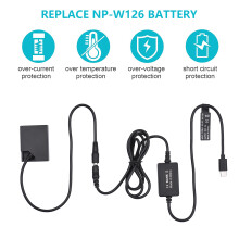 Noir 8,4 V 2 A NP-W126 batterie factice 4,6x3,6x2,5 cm