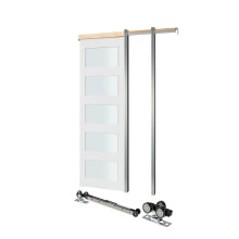 Schiebetür Ausziehbar - DUOKU - GC07-30 - 203,5x76,5 cm - Massivholz und MDF - Mattiertes Glas
