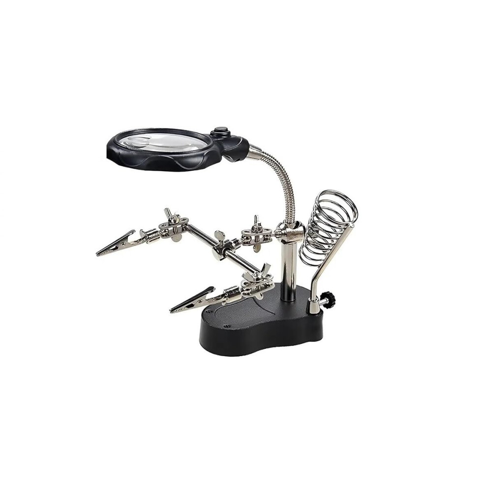 Soldering Helping Hands Station With Led Magnifying Glass Stand And Adjustable Clamp Holders 9382693321008