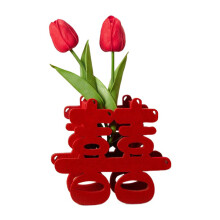 Chinesische Hochzeit Double Happiness Charakter-rote Tulpen