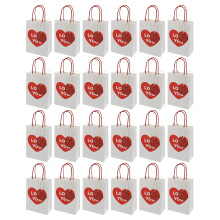 24 Stück Valentinstag-Geschenktüten aus Kraftpapier mit-Weiß