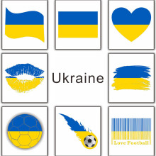 40 piezas de tatuajes de la bandera de Ucrania 6x8 cm azul y amarillo