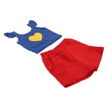 Set di pantaloni corti in cotone estivi per bambine, blu e rosso, età 3T-4T