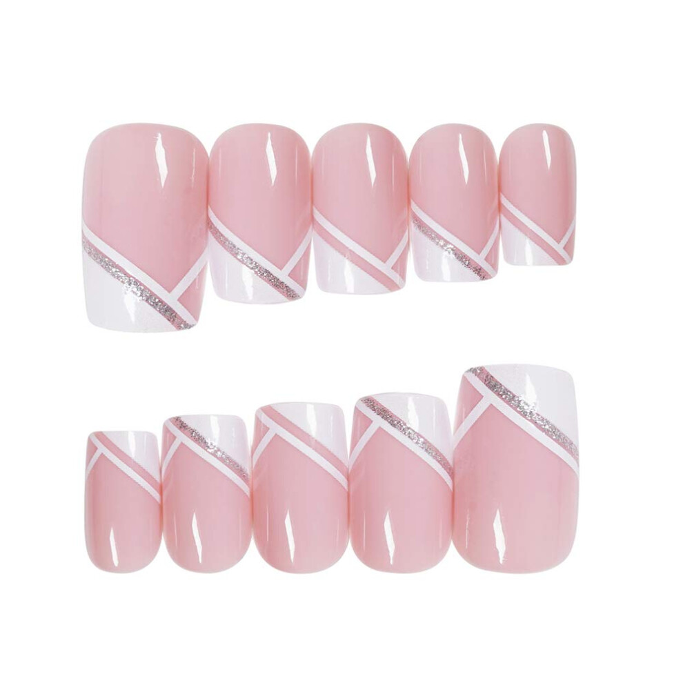 Press On Nails For Salon Manicure, Square Glossy False Nails, Full Cover, Acrylic Nails High Quality Abs, Reusable, Easy To Trim And File, Perfect Fo