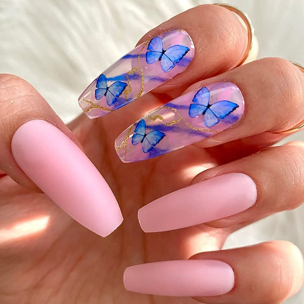 Gradient Design, Easy Application Press On Nails, Almond Shape False Nails for Women and Girls, Professional Manicure Experience, Environmental Frien