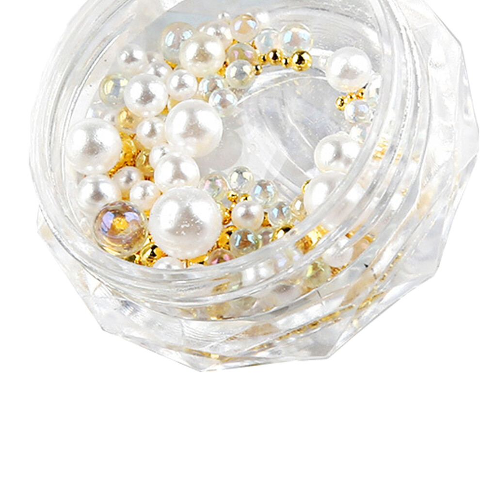 DIY Craft Jewelry, 3D Decal Design Glitter Decoration, Semi Round Imitation Pearl for Wedding Bridal, Multipurpose Crafting Bead Assortment, Plastic
