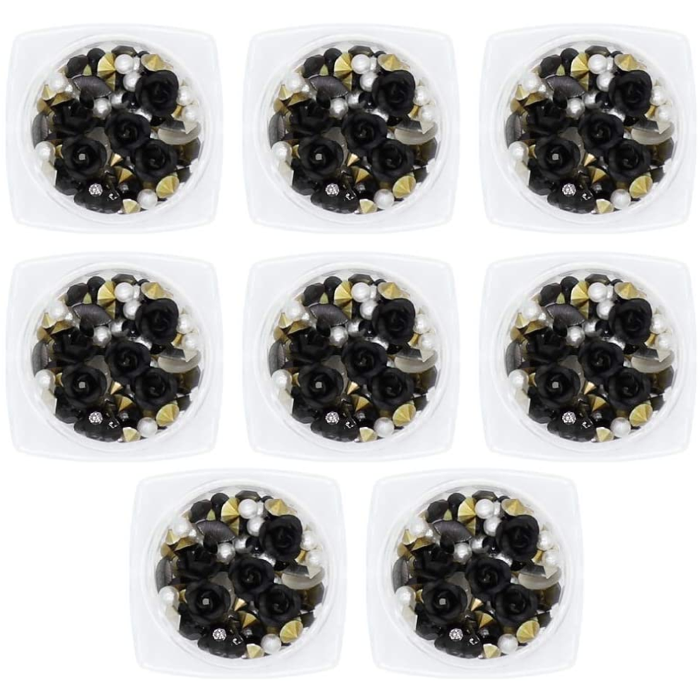Radiant Mixed Pearl Beads, 3D Rhinestones And Edible Flowers, An Inspiring Selection For Crafting Breathtaking Diy Nail Art Decorations, Ideal For