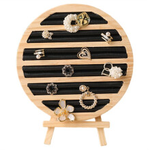 Wood Round Shape Jewelry Tray Ring Earrings Bracelet Display Plate Jewellery Storage Stand Counter Props Black