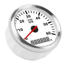 6000RPM Waterproof Tachometer Gauge 85mm Red Backlight LCD 12/24V
