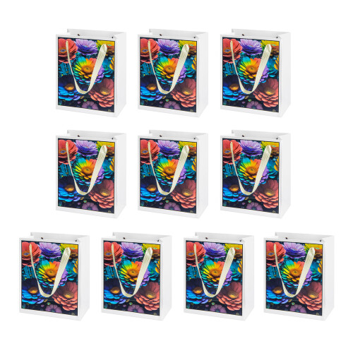 10pcs Multipurpose Paper Bags with Handles-black frame rainbow