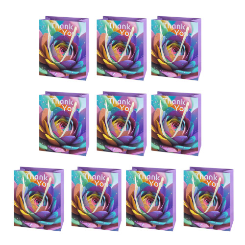 Packung mit 10 bunten Geschenktüten aus-Danke, hellviolett