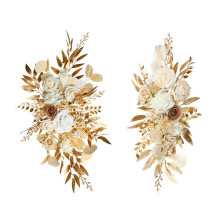 Draagbaar elegant stoffen bloemstuk met-Gouden wilgenbladeren