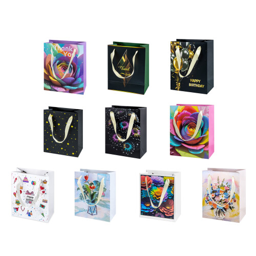 Set mit 10 Mehrzweck-Papiertüten mit-schwarzer Rahmen Regenbogen 1