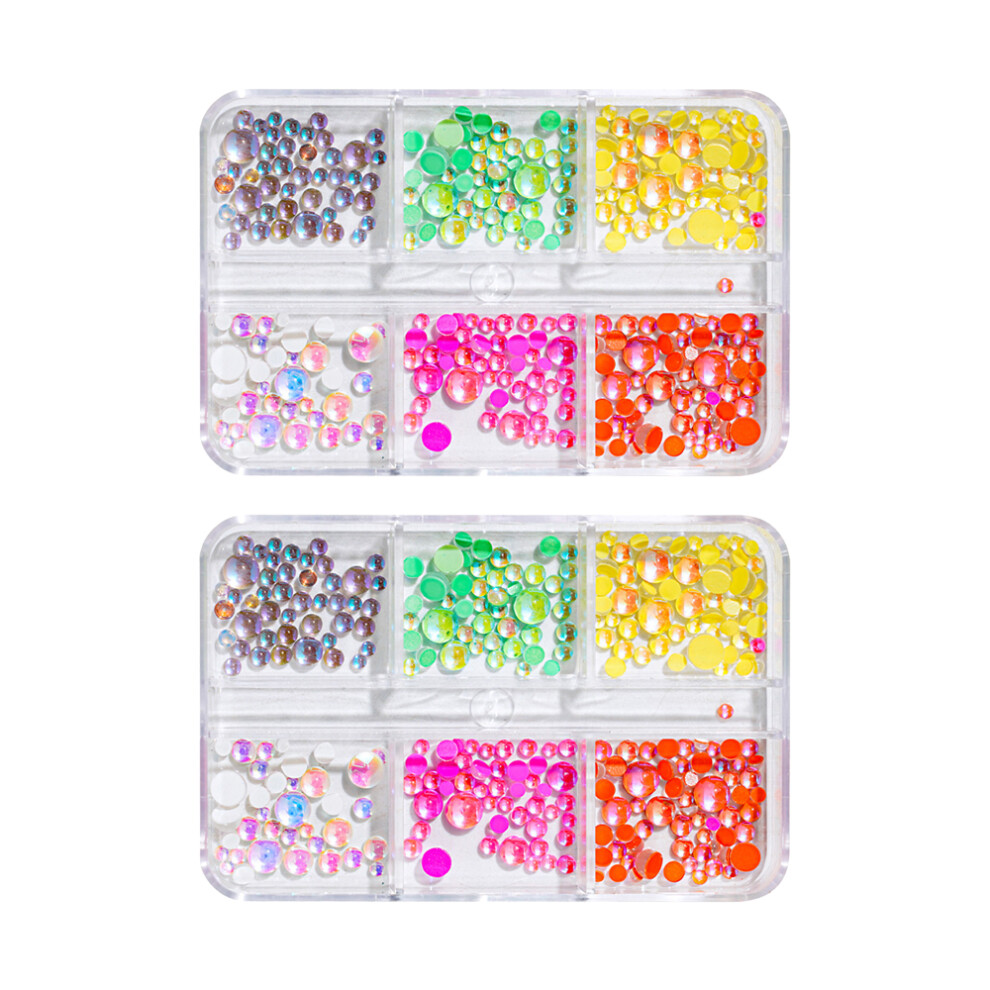 Mermaid Theme Nail Art Decoration, Aurora Boreale Coating for Rainbow Effect, Flatback Rhinestones Transparent Resin Charms, Iridescent Design for Ea