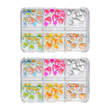 Nageldesign im Meerjungfrauen-Stil, Aurora Boreale-Beschichtung für Regenbogeneffekt, flache Strasssteine aus transparentem Harz, schillerndes