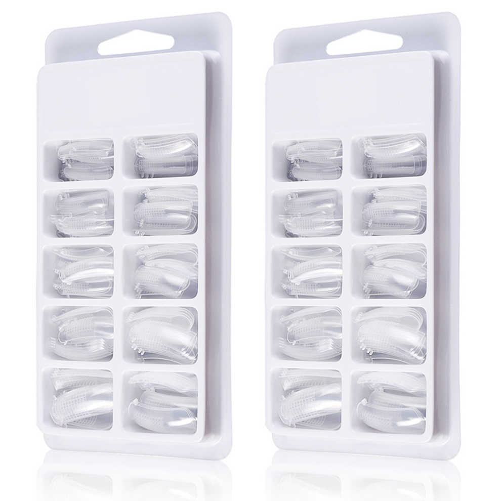 Artisanal Acrylic False Nails Tips, Cocktail Curve Design for Clear Press On Nails, Suitable for Diy Manicure and Professional Nail Extensions (10