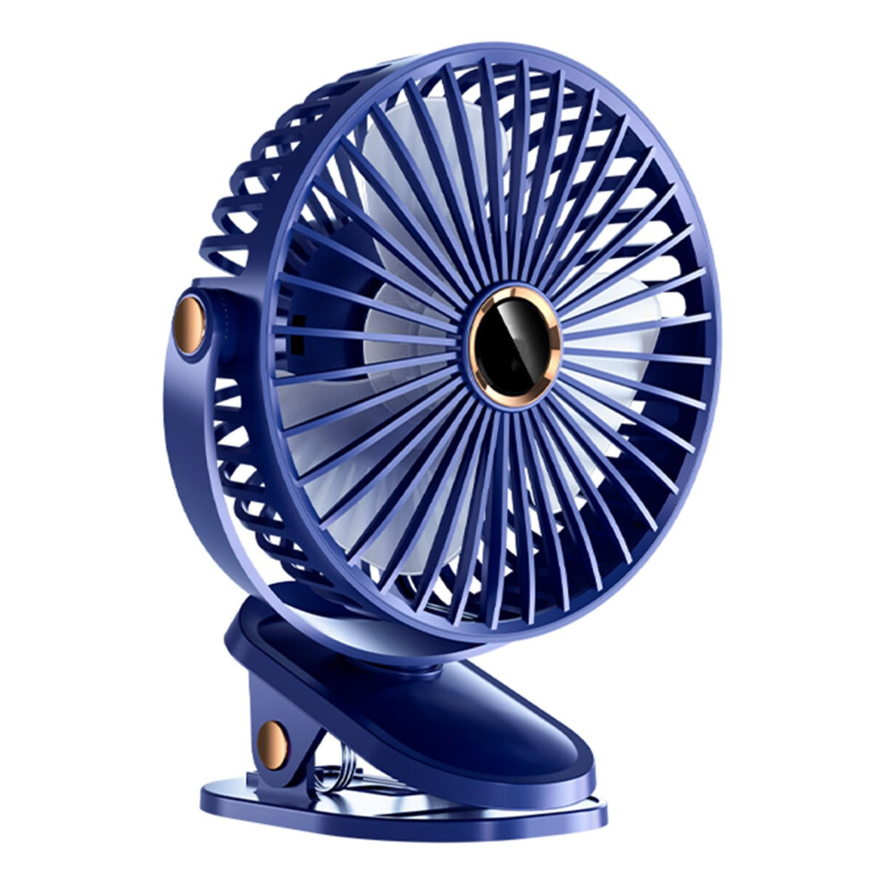 Usb Tabletop Fan With 5 Speed Adjustable Control Digital Display(Optional) Easy To Carry Plug In Version Blue 9094768865576