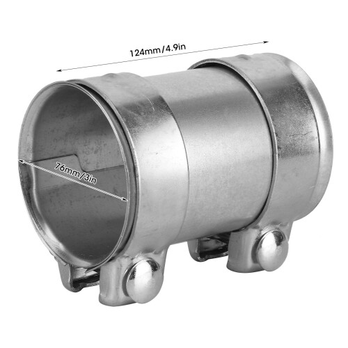 76mm Exhaust Pipe Connector Double Clamp Galvanized Steel Joiner 2