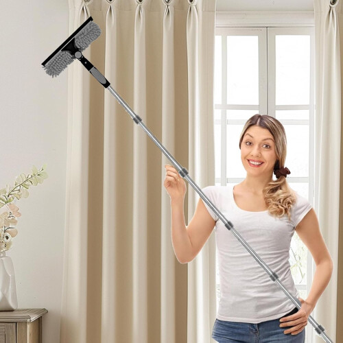 Telescopic Duster with Long Handle, Extendable Microfiber Head for  Ceilings and Cobweb Cleaning 1