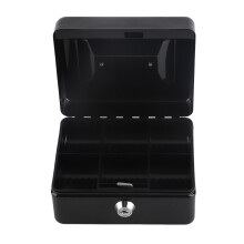 6in Mini Steel Lockable Cash Box – 15x12x8cm, Black, Home & Office