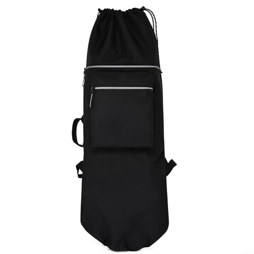 Compact Longboard Carrying Bag with Drawstring Closure  for Electric Skateboards and Small Items Black