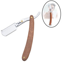 Sichere Ersatzklinge für Rasiermesser, Premium-Rasiermesser mit ergonomischem Design und Lederriemen, professionelles Rasiermesser mit gerader