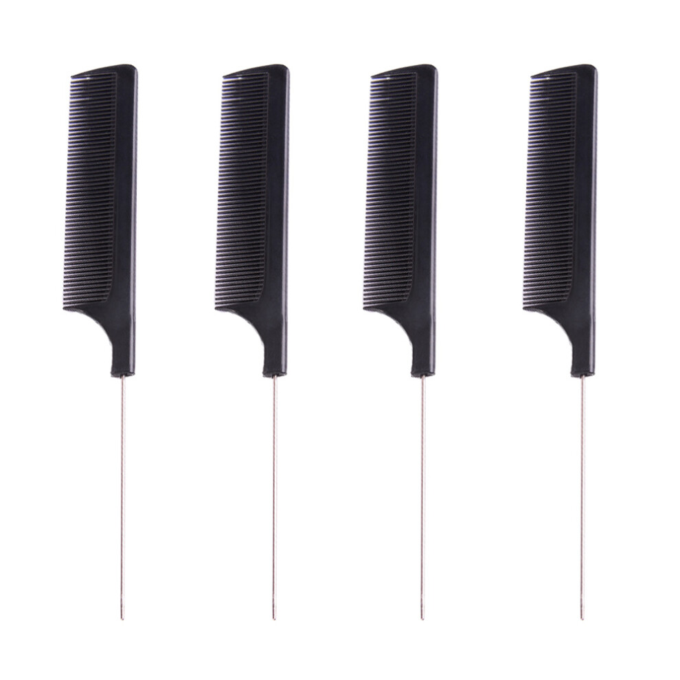 Professional Stylist's Choice, Anti-static Steel Pin Tail Rat Tail Combs, Heat Resistant Carbon Fiber Teasing Combs for Salons, Durable Material Comf