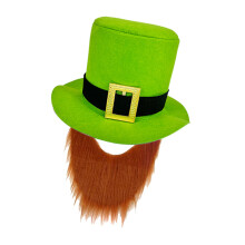 Chapeau irlandais à ruban noir avec moustaches et barbes,