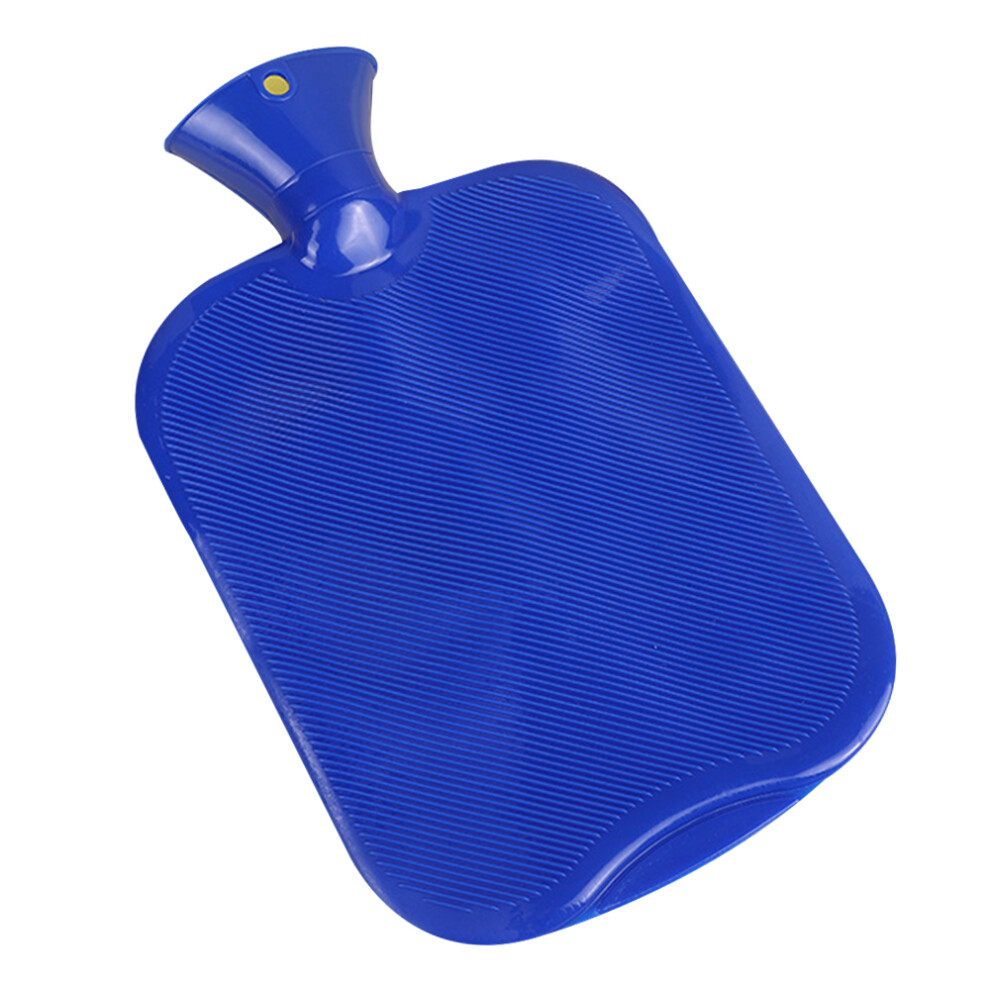 Hot Water Bottle With Ribbed Outer Surface For Enhanced Heat Retention, Seamless Natural Rubber Construction Ensures No Leakage, Hard Plastic Stopper