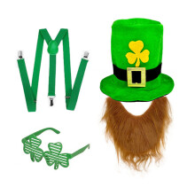 Chapeau vert élégant avec ceinture à barbe et lunettes-Type C