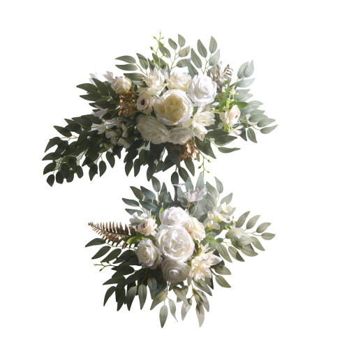 Swag de fleurs artificielles, 2 pièces, pour arrière-plan-Blanc
