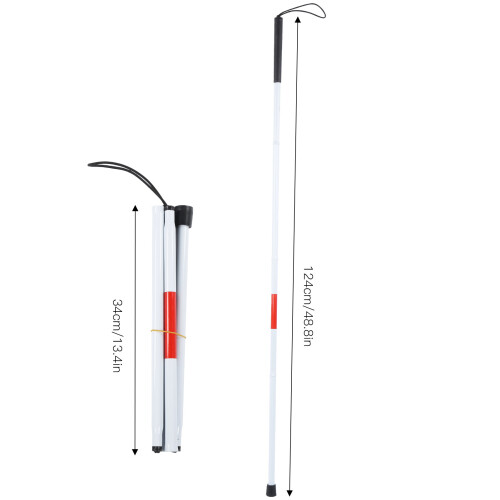 Lightweight Collapsible White/Red Reflective Cane for Blind & Visual Impairment 2